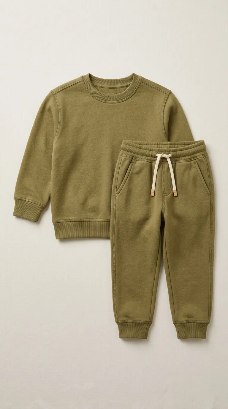 Unisex Çocuk Pamuklu Sweatshirt & Alt Eşofman Takımı - Yumuşak Dokulu & Rahat Kalıp