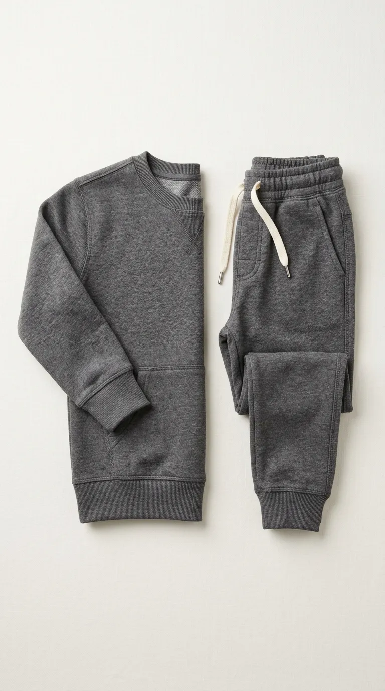 Unisex Çocuk Pamuklu Sweatshirt & Alt Eşofman Takımı - Yumuşak Dokulu & Rahat Kalıp